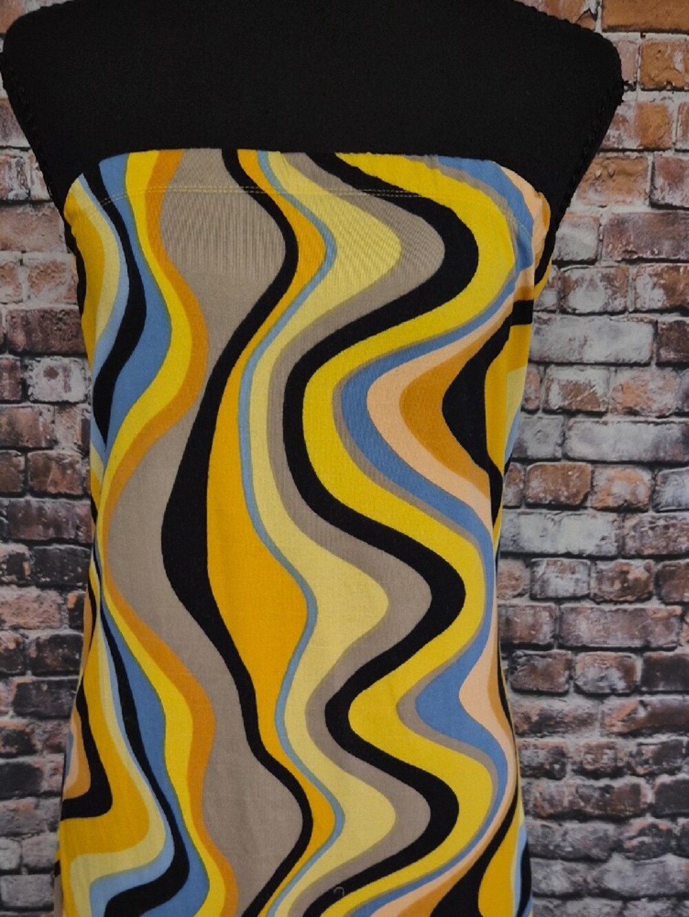 Almost Famous Yellow Blue Black Cream Colorblock Strapless Maxi Dress - Picture 3 of 8